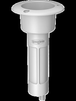 Mate Series Plastic 0 and deg; Rod and amp; Cup Holder - Drain - Round Top - White