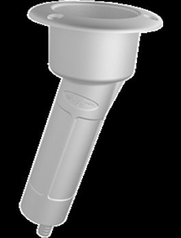 Mate Series Plastic 15 and deg; Rod and amp; Cup Holder - Drain - Round Top - White