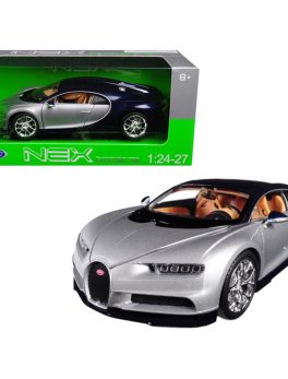 Bugatti Chiron Silver / Blue 1/24 - 1/27 Diecast Model Car by Welly 24077S/BL