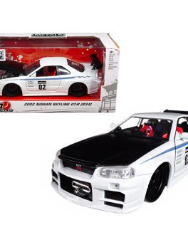 2002 Nissan Skyline GT-R R34 White #02 JDM Tuners 1/24 Diecast Model Car by Jada 99113