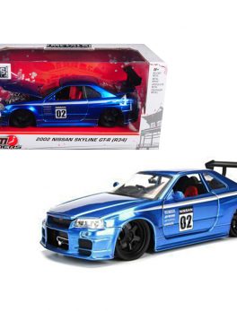 2002 Nissan Skyline GT-R R34 Blue #02 JDM Tuners 1/24 Diecast Model Car by Jada 99115