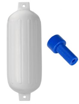 Polyform G-6 Twin Eye Fender 11" x 30" - White w/Air Adapter