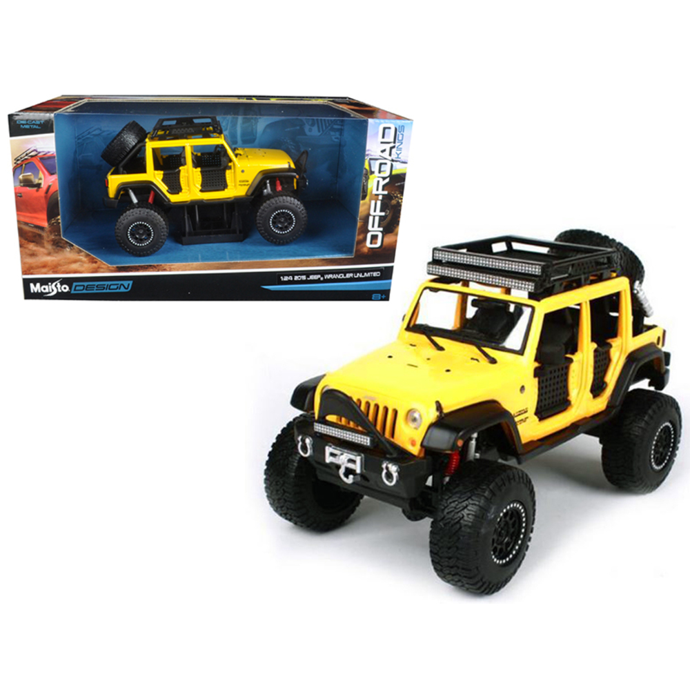 2015 Jeep Wrangler Unlimited Yellow Off Road Kings 1/24 Diecast Model Car by Maisto 32523Y