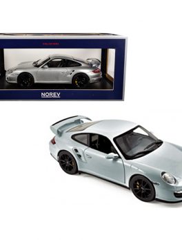 2007 Porsche 911 GT2 Silver with Black Wheels 1/18 Diecast Model Car by Norev 187594