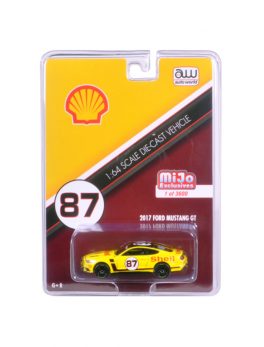 2017 Ford Mustang GT Shell Racing Yellow #87 Limited Edition to 3600pcs 1/64 Diecast Model Car by Autoworld CP7439