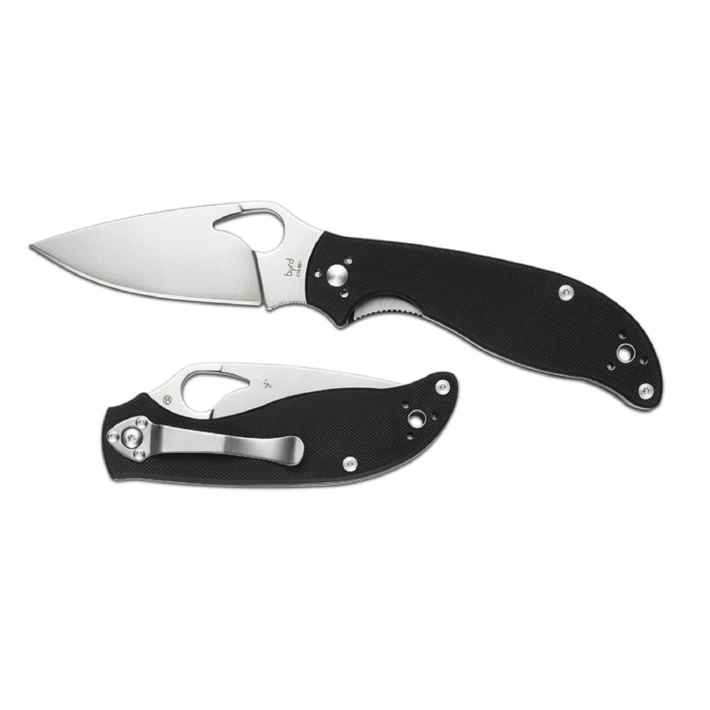 Byrd Raven Folder 3.5 in Plain Blade Black G-10 Handle