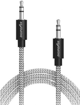 DIGIPOWER SP-AFX Tangle-Free Braided Auxiliary Cable, 3ft