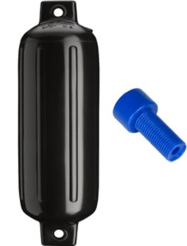 Polyform G-4 Twin Eye Fender 6.5" x 22" - Black w/Air Adapter