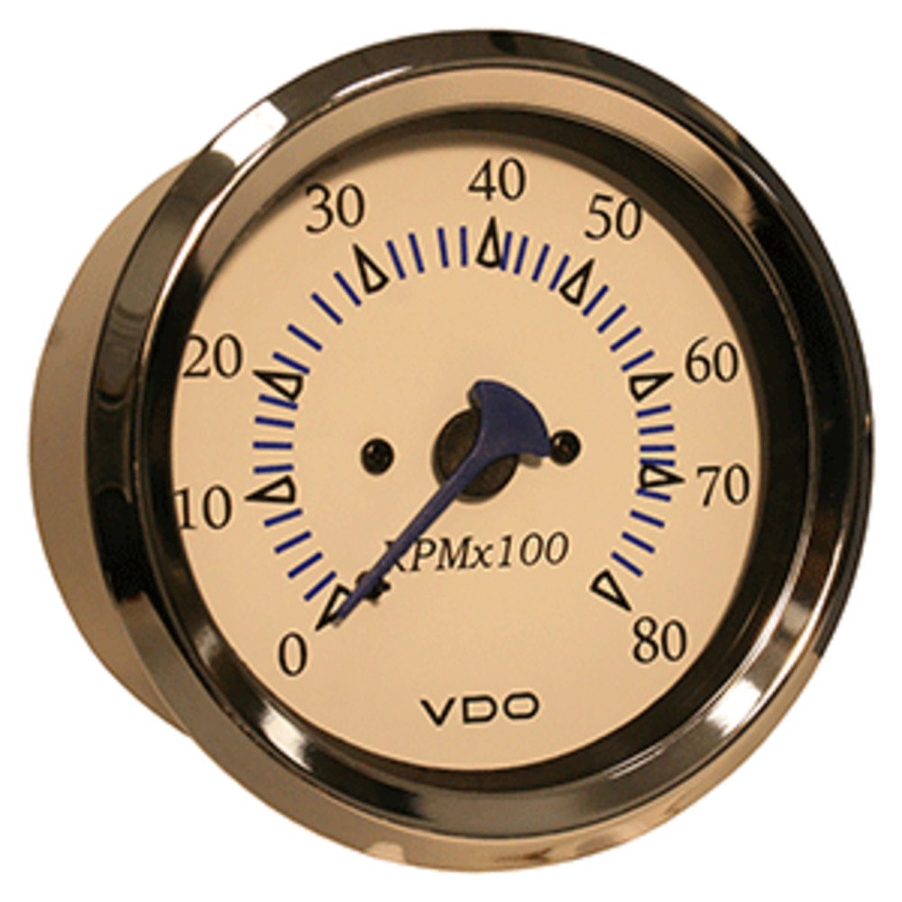 VDO Allentare White 8000RPM 3-3/8" (85mm) Outboard Tachometer - 12V
