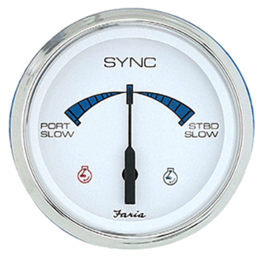 Faria 4" Chesapeake SS White Engine Synchronizer - Dual Gas and amp; Var Ratio Alt Diesel