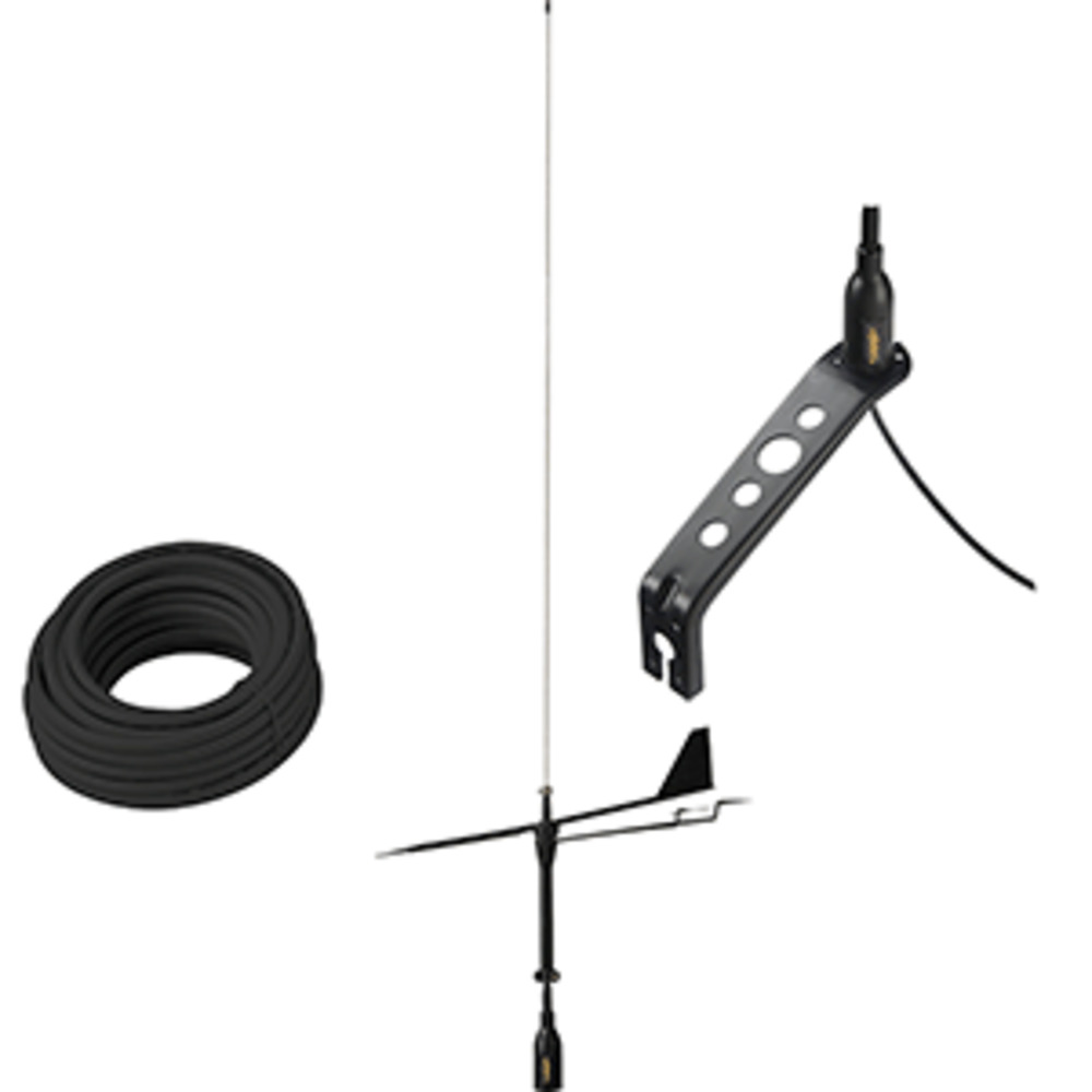 Glomex Black Swan VHF Antenna w/Wind Indicator and amp; 66 and #39; Coax Cable