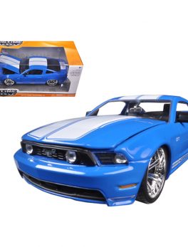 2010 Ford Mustang GT Blue With White Stripes 1/24 Diecast Model Car by Jada 96868bl