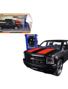 2014 Chevrolet Silverado Pickup Truck Matt Black Just Trucks with Extra Wheels 1/24 Diecast Model by Jada 97690