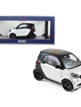 2015 Smart For Two Black and White 1/18 Diecast Model Car by Norev 183430