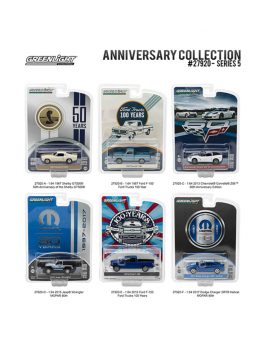 Anniversary Collection 50th Anniv Shelby / Corvette Z06 60th Anniv / Ford Trucks 100 Years / MOPAR 80th Series 5, 6pc Diecast Car Set 1/64 Diecast Model Cars by Greenlight 27920