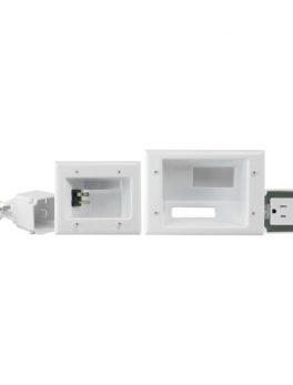 DataComm Electronics 45-0024-WH Recessed Pro-Power Kit with Duplex Receptacle and Straight Blade Inlet