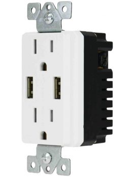 DataComm Electronics 48-0204-WH Decor Duplex 4-Amp USB Charger and Outlet