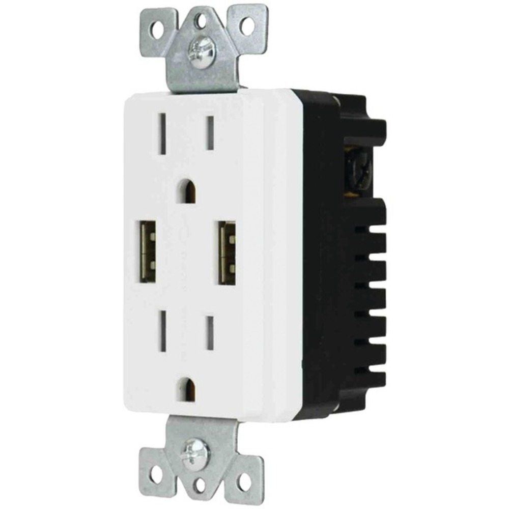 DataComm Electronics 48-0204-WH Decor Duplex 4-Amp USB Charger and Outlet