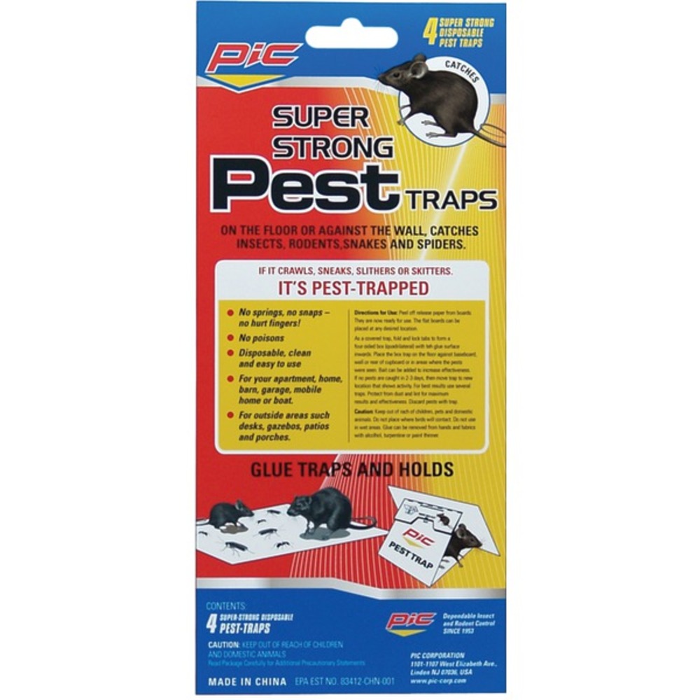 PIC GPT-4 Glue Pest Trap for Spiders and Snakes, 4 pk