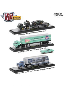 Auto Haulers Release 23, 3 Trucks Set 1/64 Diecast Models by M2 Machines 36000-23