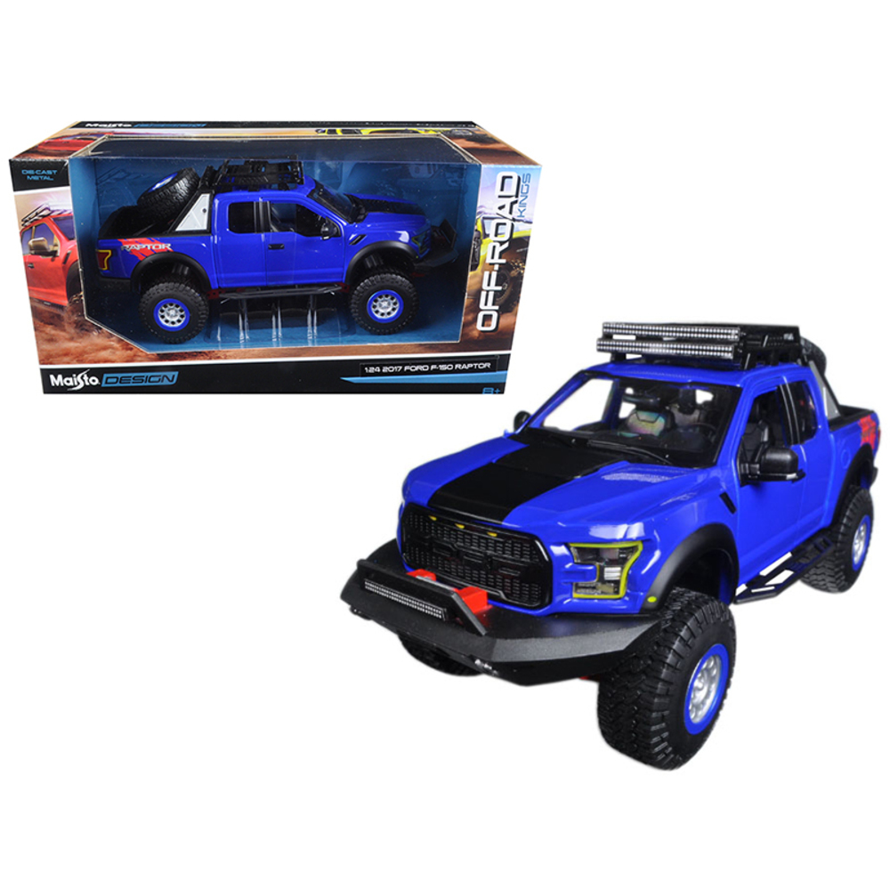2017 Ford F-150 Raptor Pickup Truck Blue Off Road Kings 1/24 Diecast Model Car by Maisto 32521BL