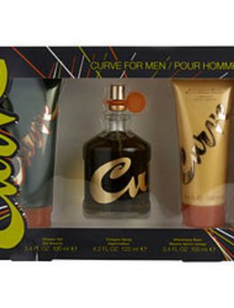 Curve Cologne Spray 4.2 Oz and After Shave Balm 3.4 Oz and Shower Gel 3.4 Oz For Men