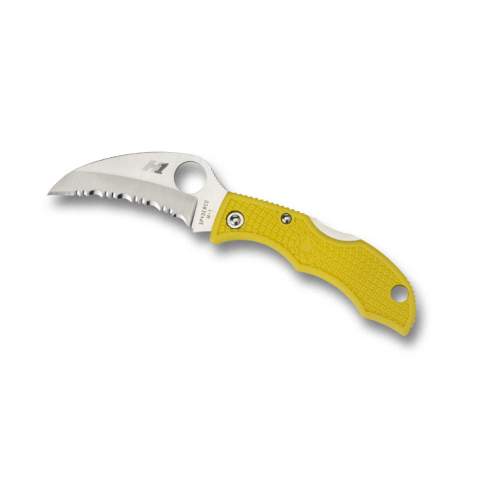 Spyderco Ladybug3 Folder 1.94 in Serr Hawkbill Yellow FRN