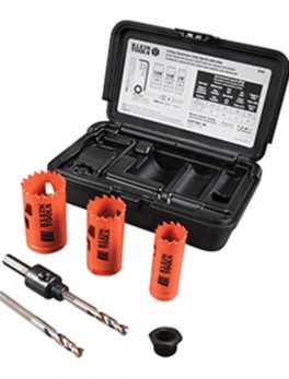 Klein Tools 3-Piece Electrician and #39;s Hole Saw Kit w/Arbor
