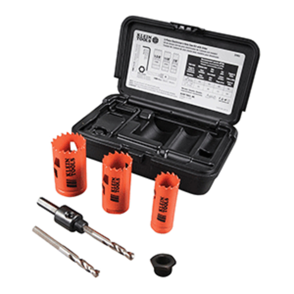 Klein Tools 3-Piece Electrician and #39;s Hole Saw Kit w/Arbor