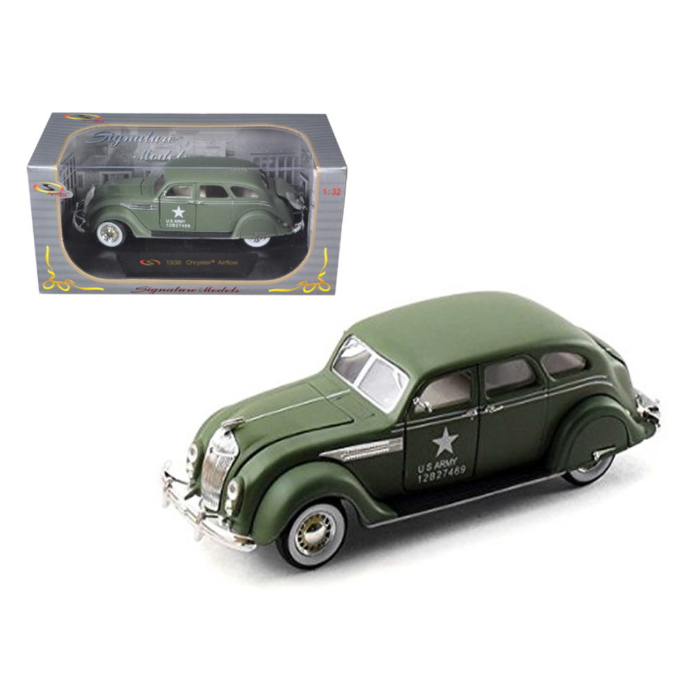 1936 Chrysler Airflow Army Green 1/32 Diecast Model Car by Signatrure Models 32519grn
