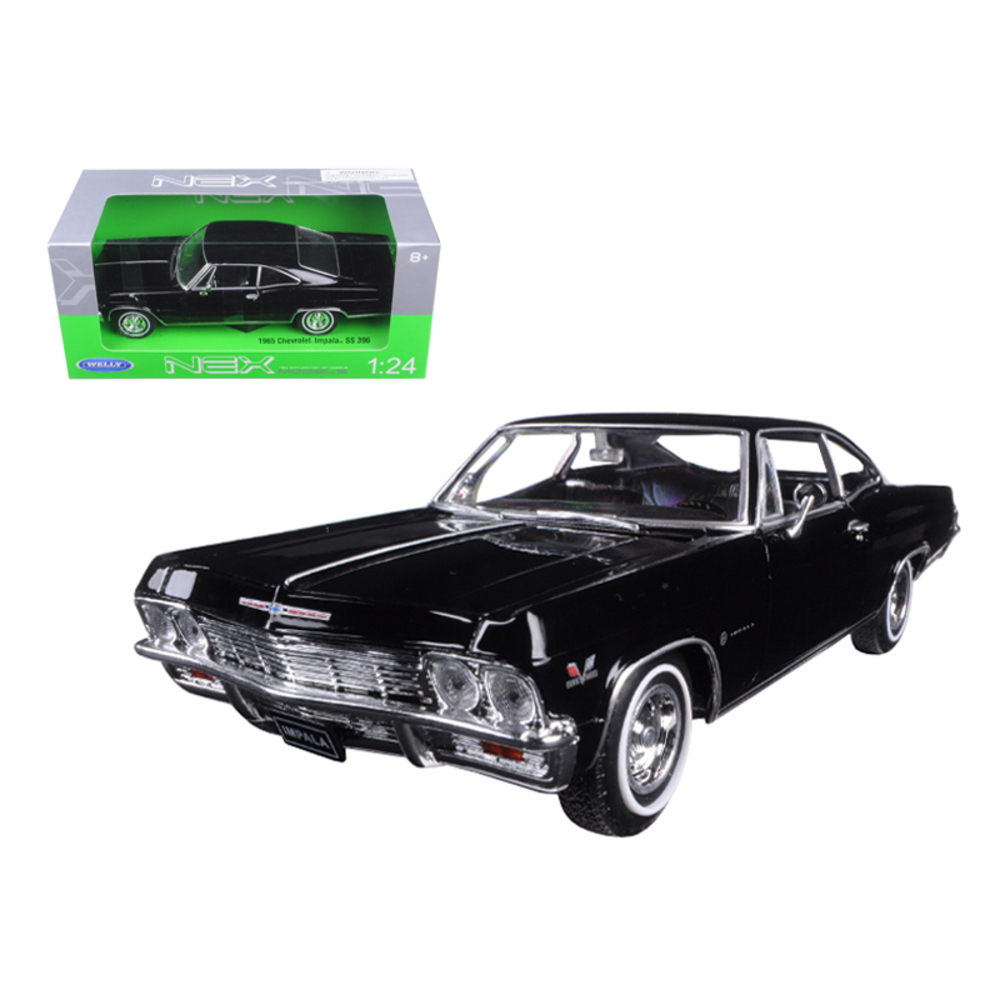 1965 Chevrolet Impala SS 396 Black Street Car 1/24 Diecast Car Model by Welly 22417bk