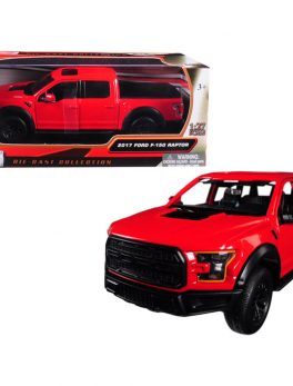2017 Ford F-150 Raptor Pickup Truck Red with Black Wheels 1/27 Diecast Model Car by Motormax 79344r