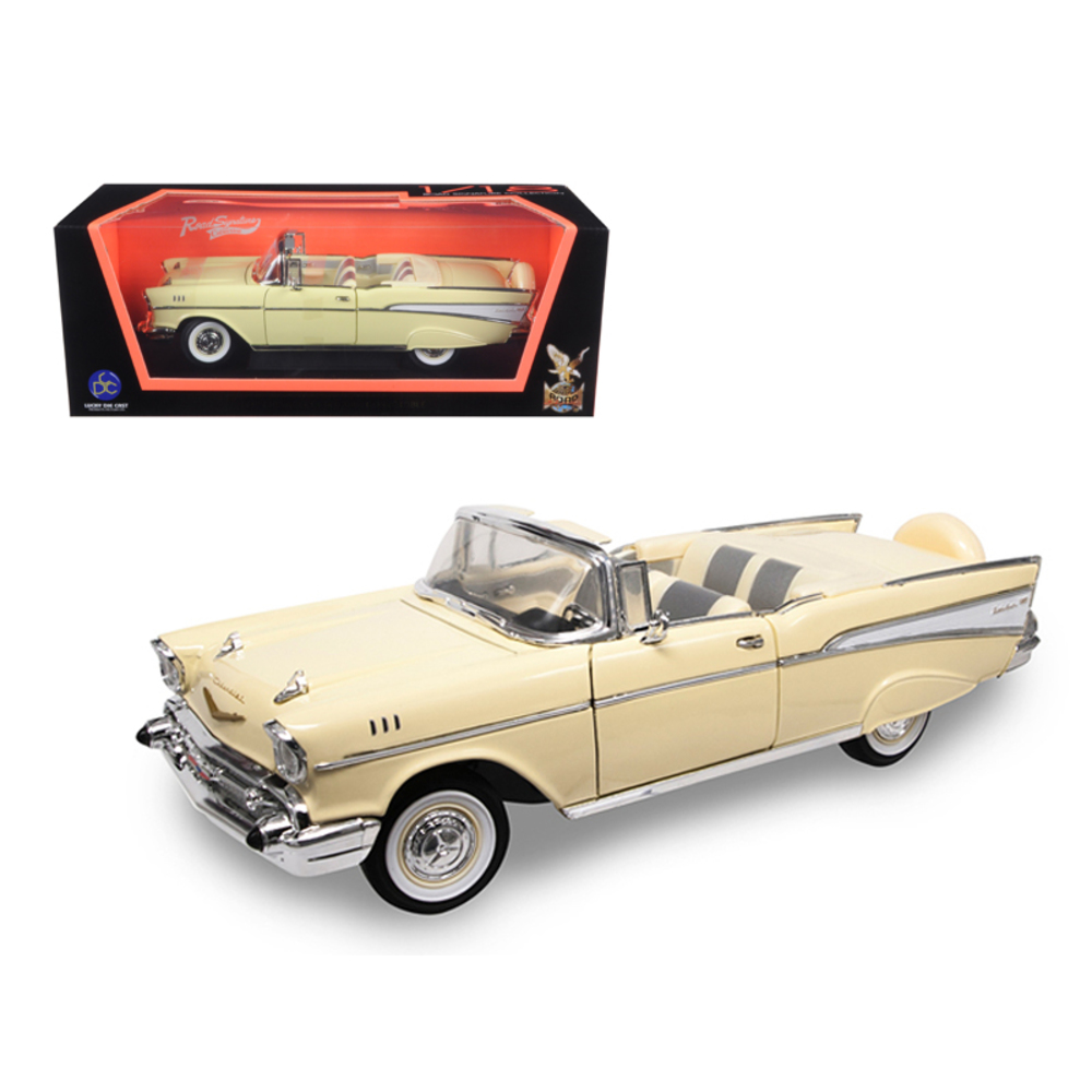 1957 Chevrolet Bel Air Convertible Cream 1/18 Diecast Model Car by Road Signature 92108crm