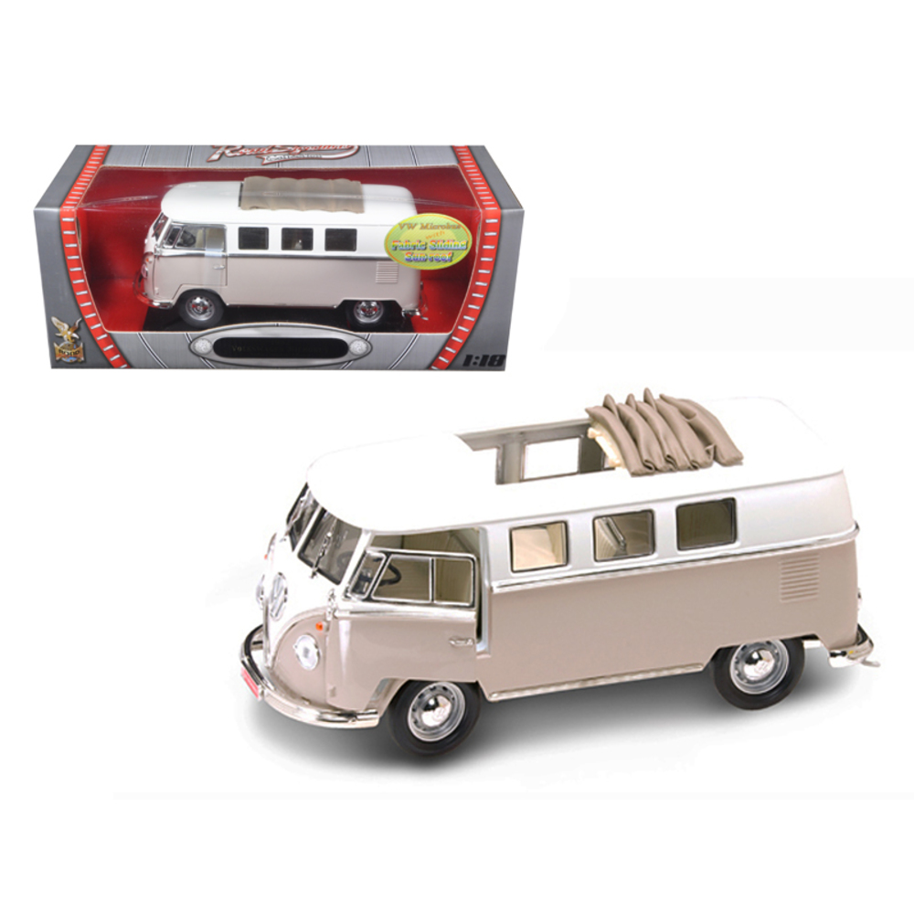 1962 Volkswagen Microbus With Retractable Roof Cream 1/18 Diecast Car by Road Signature 92327crm