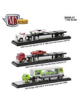 Auto Haulers Release 21, 3 Trucks Set 1/64 Diecast Models by M2 Machines 36000-21