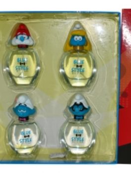 Smurfs 3d Variety 4 Piece Set Blue and Style With Papa Smurf, Smurfette, Vanity Smurf and Brainy Smurf And All Are Edt Sprays 1.7 Oz For Anyone