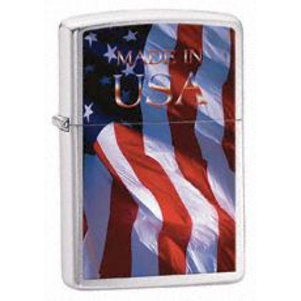 Zippo HP Chrome Made in USA Flag Lighter