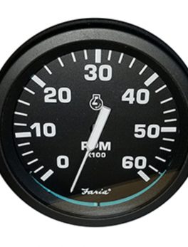 Faria Heavy-Duty Black 4" Tachometer (6000 RPM) (Gas) (Ignition Signal 4, 6, 8 cyl)