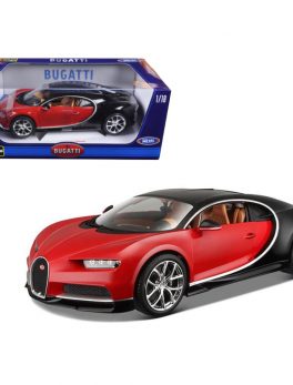 2016 Bugatti Chiron Red with Black 1/18 Diecast Model Car by Bburago 11040R