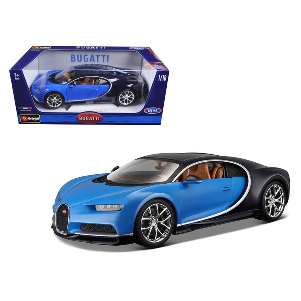 2016 Bugatti Chiron Blue 1/18 Diecast Model Car by Bburago 11040BL