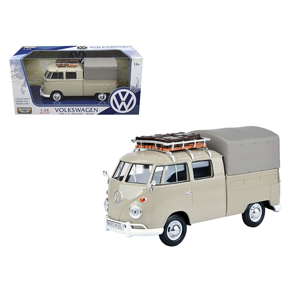 Volkswagen Type 2 (T1) Delivery Pickup Truck Beige 1/24 Diecast Model Car by Motormax 79553BG