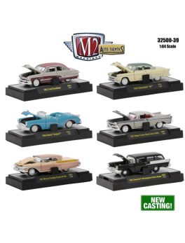 Auto Thentics 6 Piece Set Release 39 IN DISPLAY CASES 1/64 Diecast Model Cars by M2 Machines 32500-39