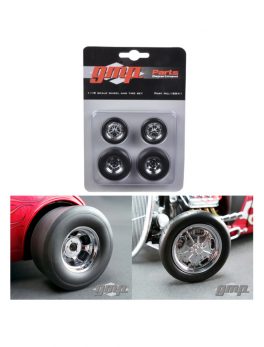 Chromed Hot Rod Drag Wheels and Tires Set of 4 1/18 by GMP 18841
