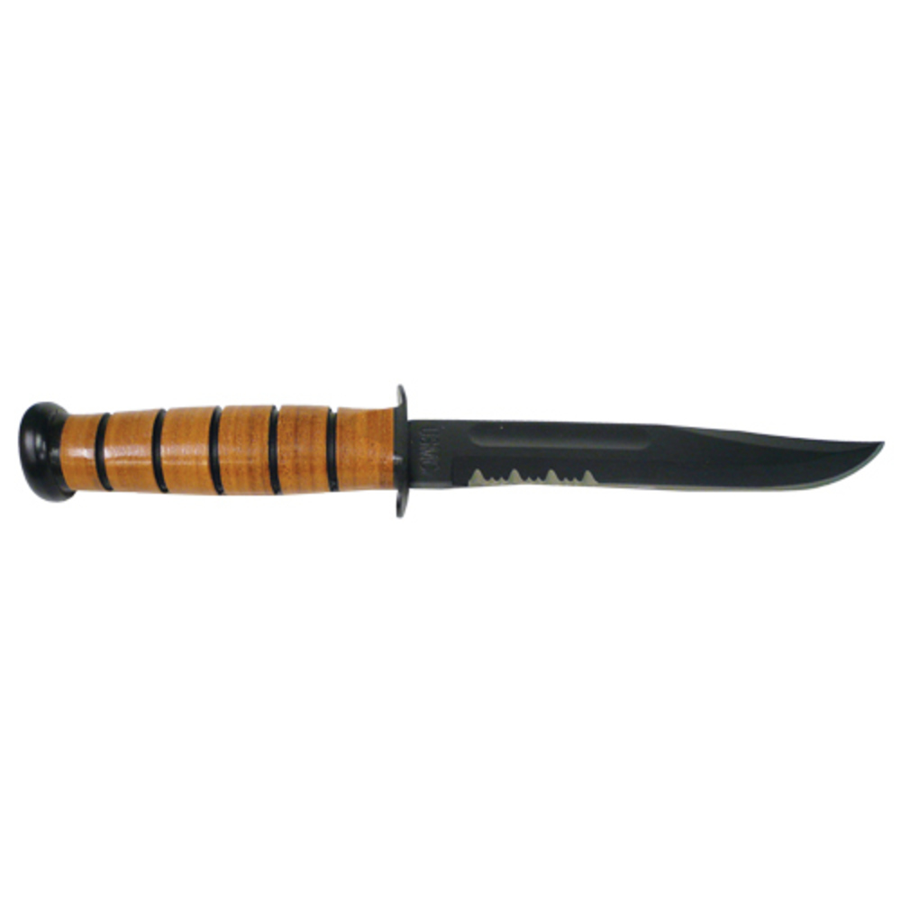 KA-BAR Full-Size Fixed USMC 7 in Black Blade Leather Handle