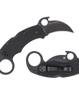 Spyderco Karahawk Folder 2.35 in Black Plain Black G-10
