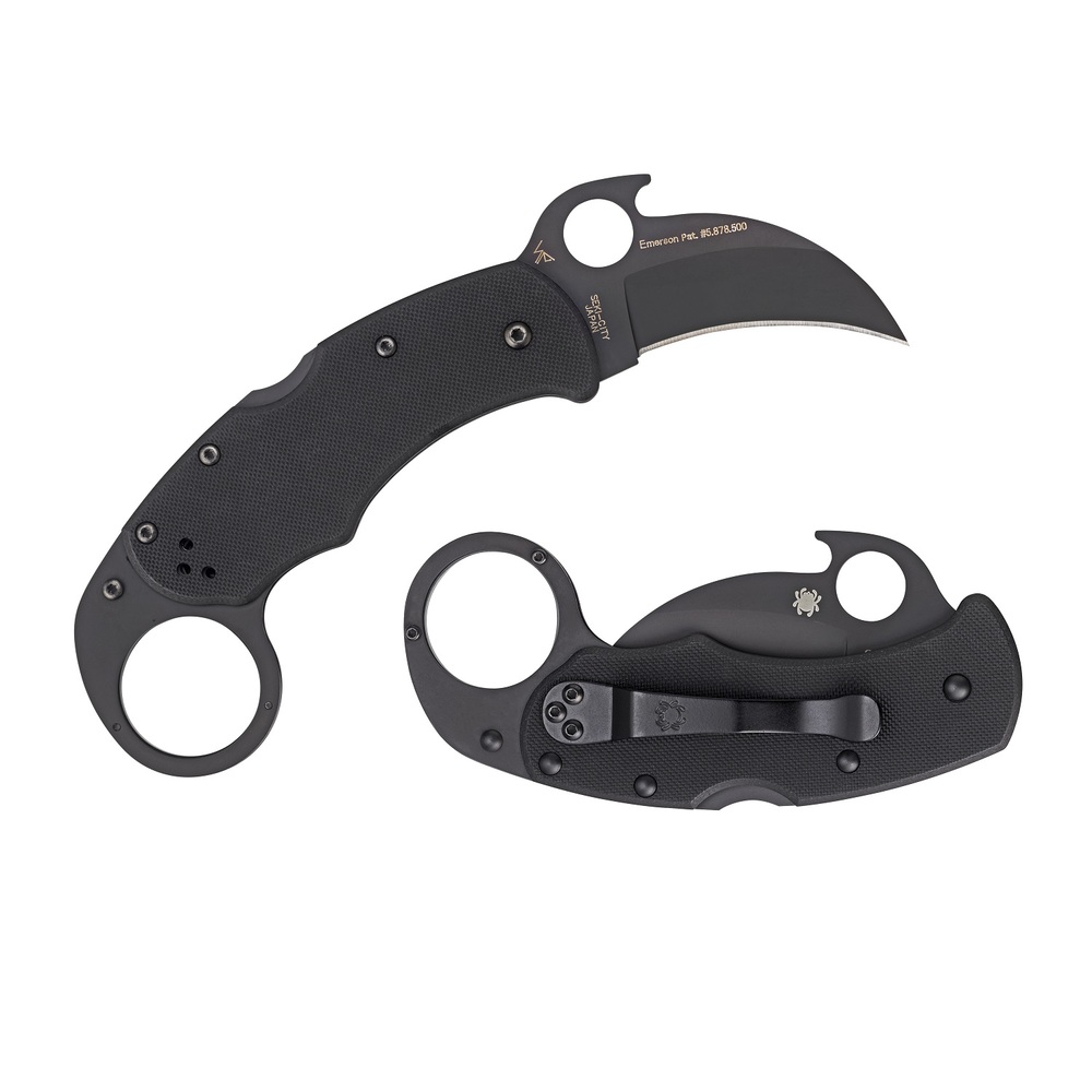 Spyderco Karahawk Folder 2.35 in Black Plain Black G-10