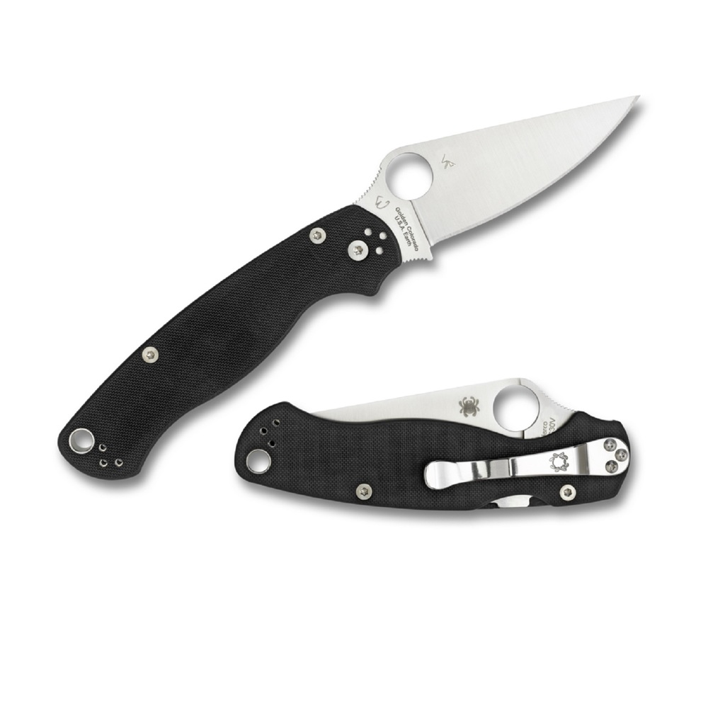 Spyderco Para 2 Folder 3.44 in Plain Black G-10 Handle LH