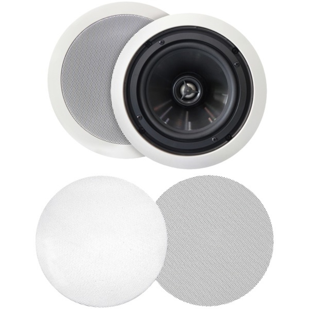 BIC America MSRPRO6 125-Watt 6.5" Weather-Resistant In-Ceiling Speakers with Pivoting Tweeters and Metal and Cloth Grilles