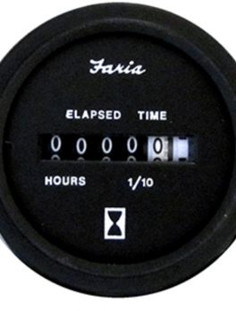 Faria Heavy-Duty 2" Hourmeter (10,000 Hours) (12-32 VDC) - Black