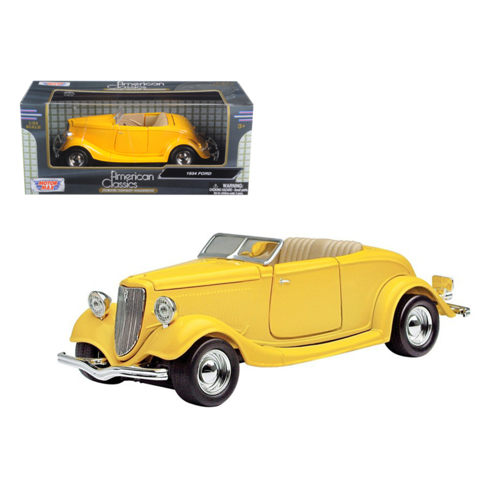 1934 Ford Coupe Yellow 1/24 Diecast Car Model by Motormax 73218y